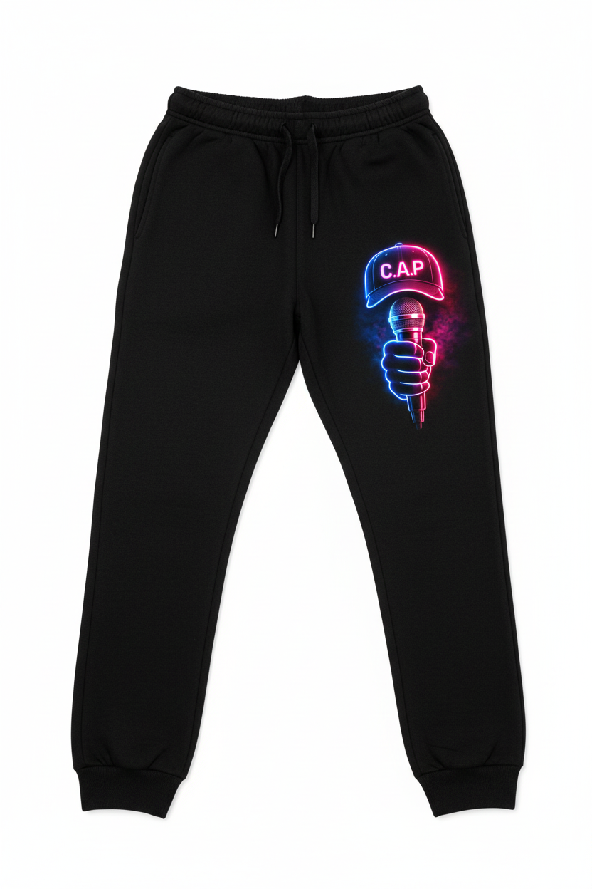 C.A.P Neon Microphone Black Sweatpants