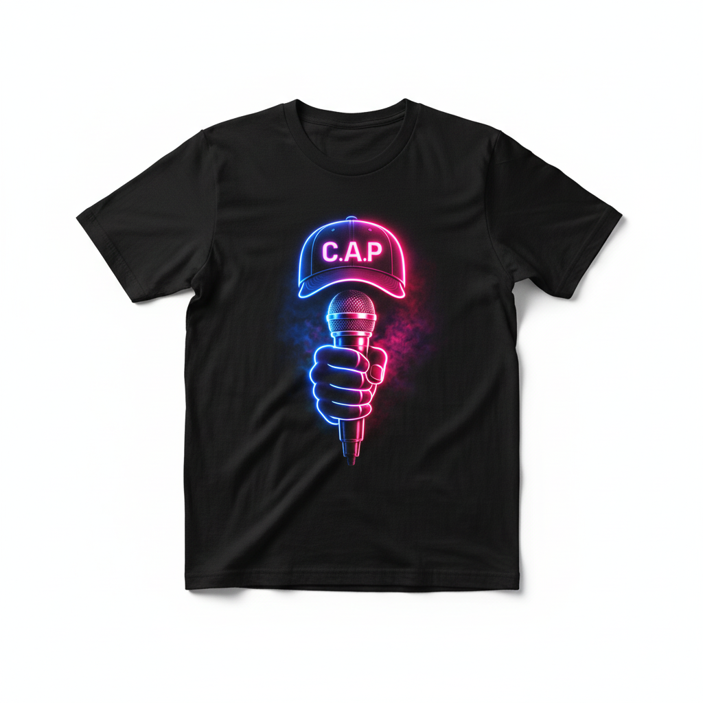 C.A.P Neon Microphone Black T-Shirt