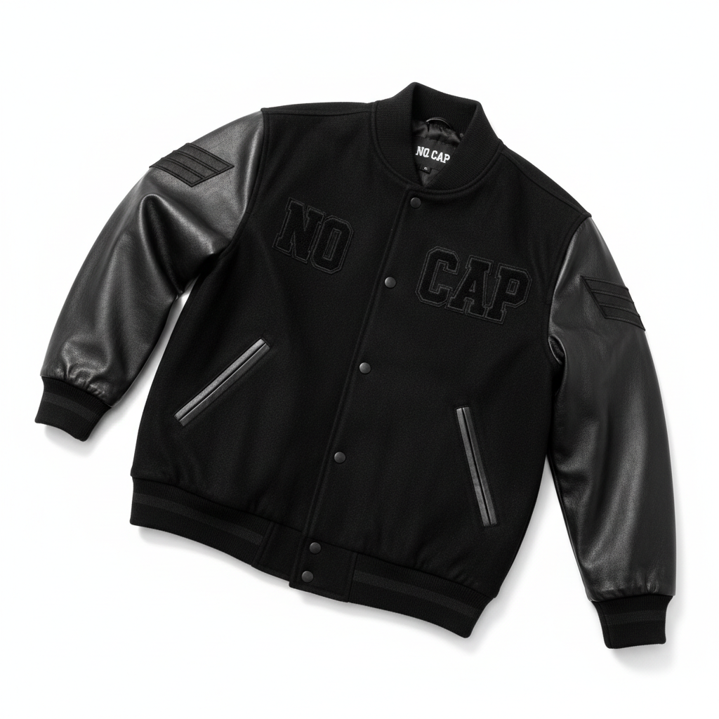 NO CAP Letterman Jacket - All Black Sergeant