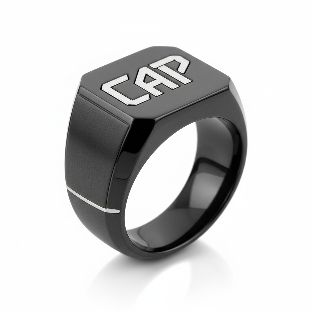 CAP Signet Ring - Black Steel