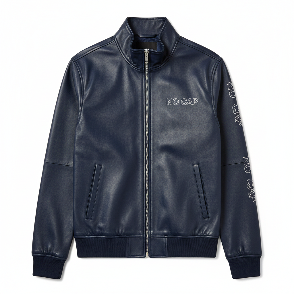 NO CAP Navy Leather Tracksuit Set