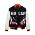 NO CAP Letterman Jacket - Color Wave Black/White
