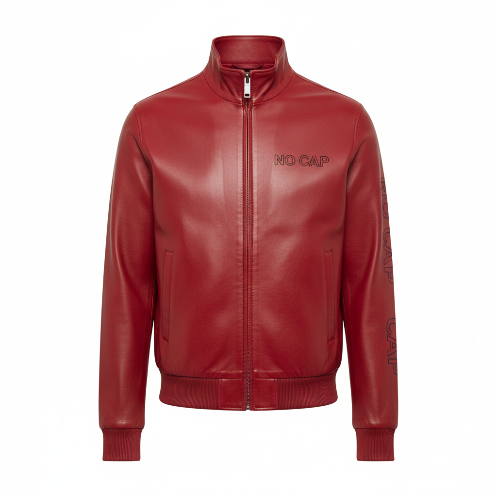 NO CAP Red Leather Tracksuit Set