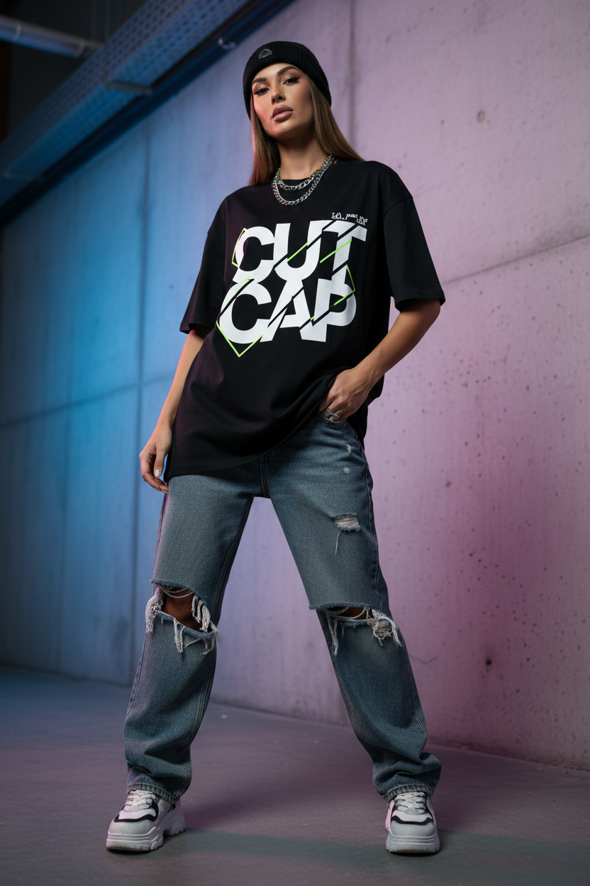 CUT CAP Oversized Graphic Tee - Streetwear Collection
