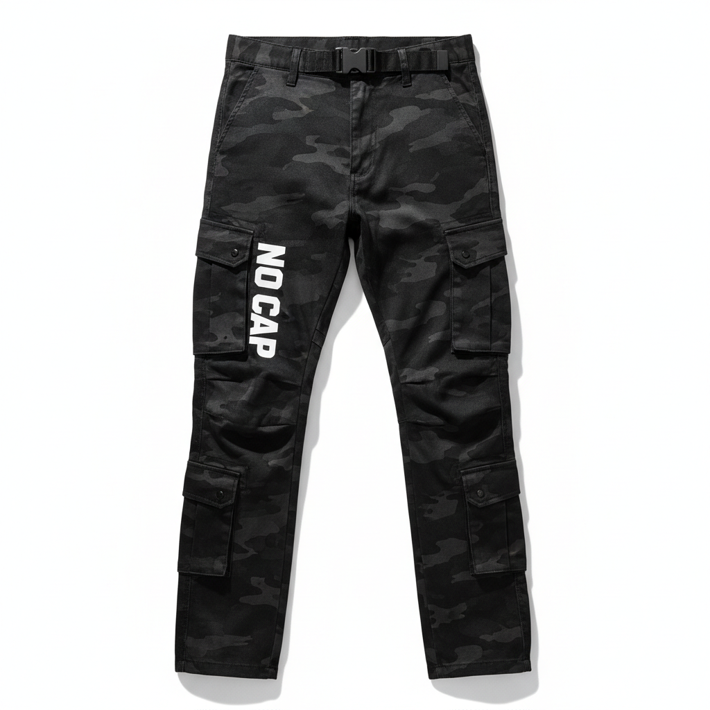 NO CAP Black Camo Cargo Pants - Straight Leg