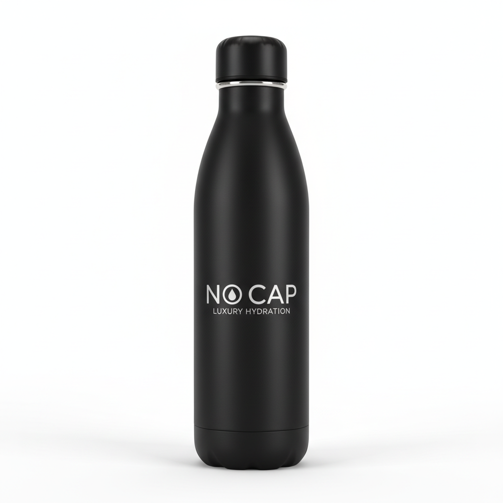 NO CAP Premium Water Bottle - Black Steel
