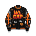 NO CAP Lightning Varsity Jacket - Black/Orange