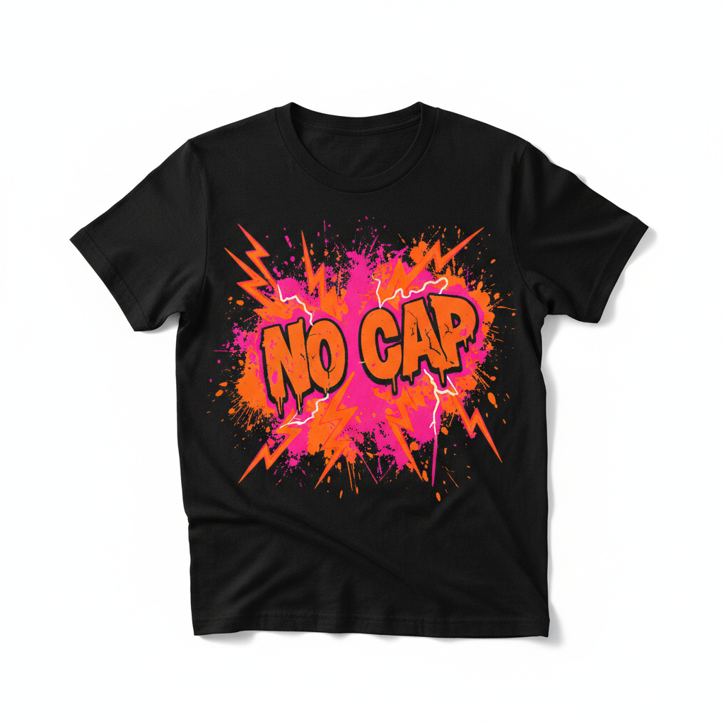 NO CAP Lightning Chaos T-Shirt - Black