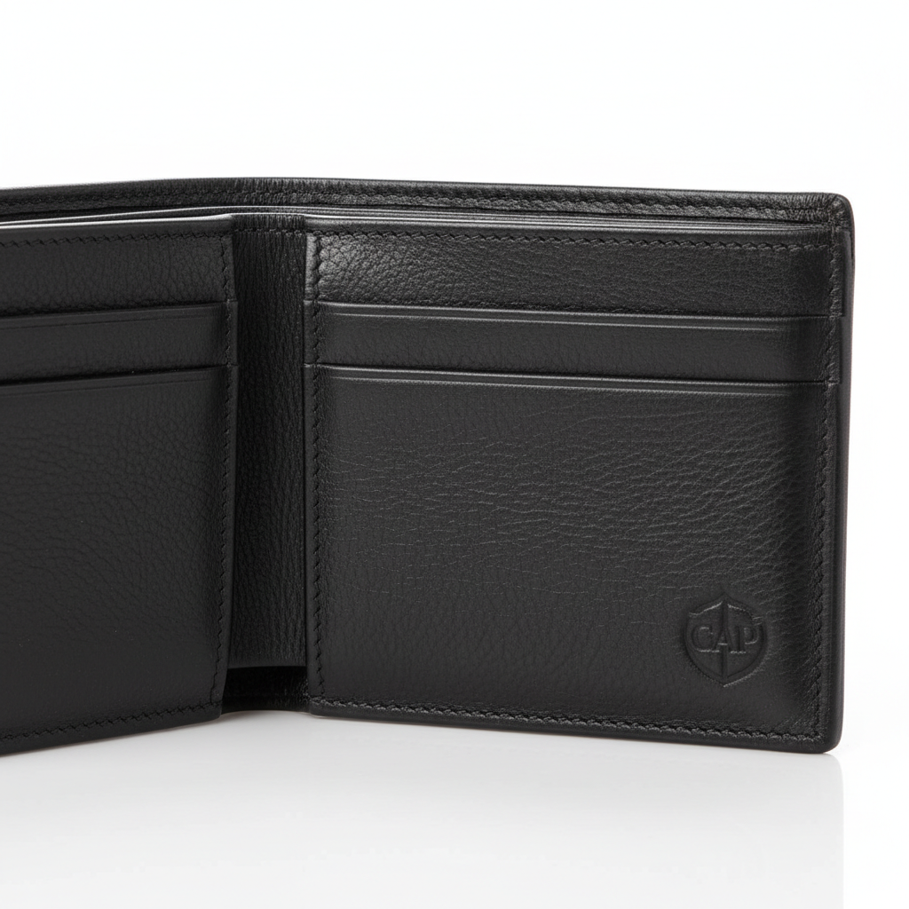CAP Premium Leather Wallet - Black Italian Leather