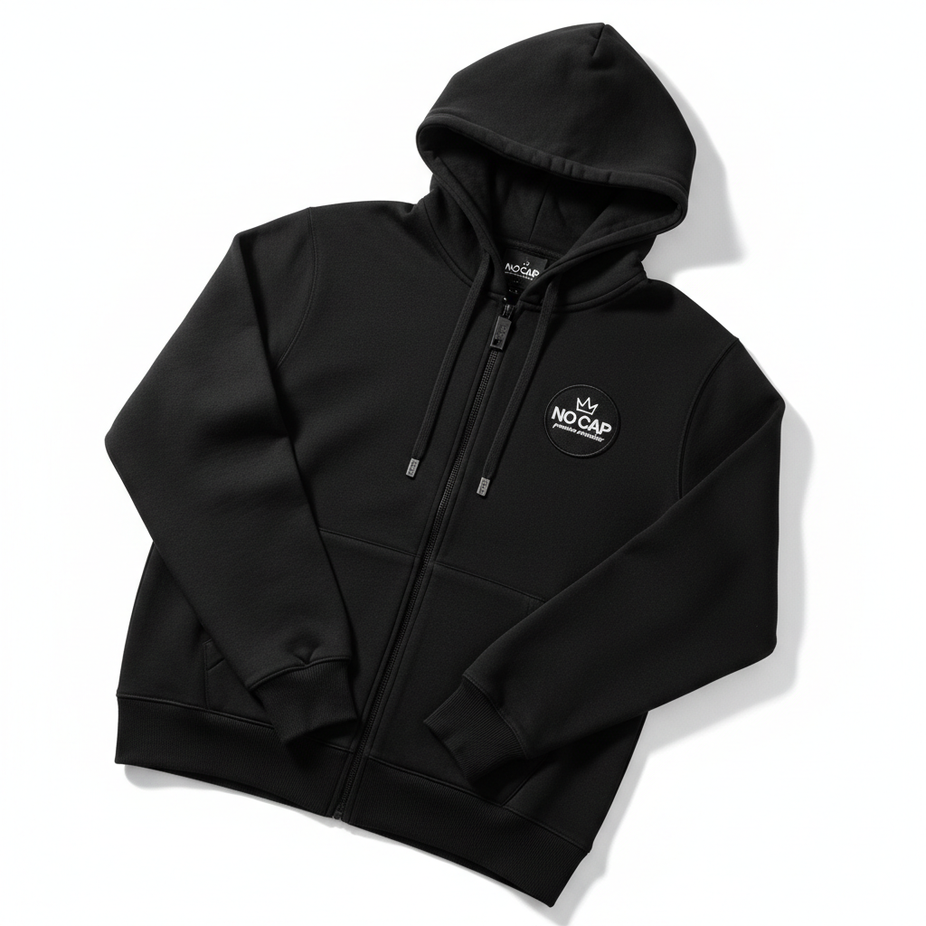 NO CAP Zip-Up Hoodie - Black