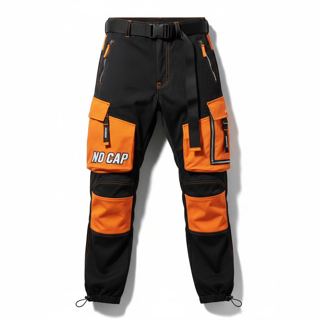 NO CAP Cargo Pants - Black/Orange