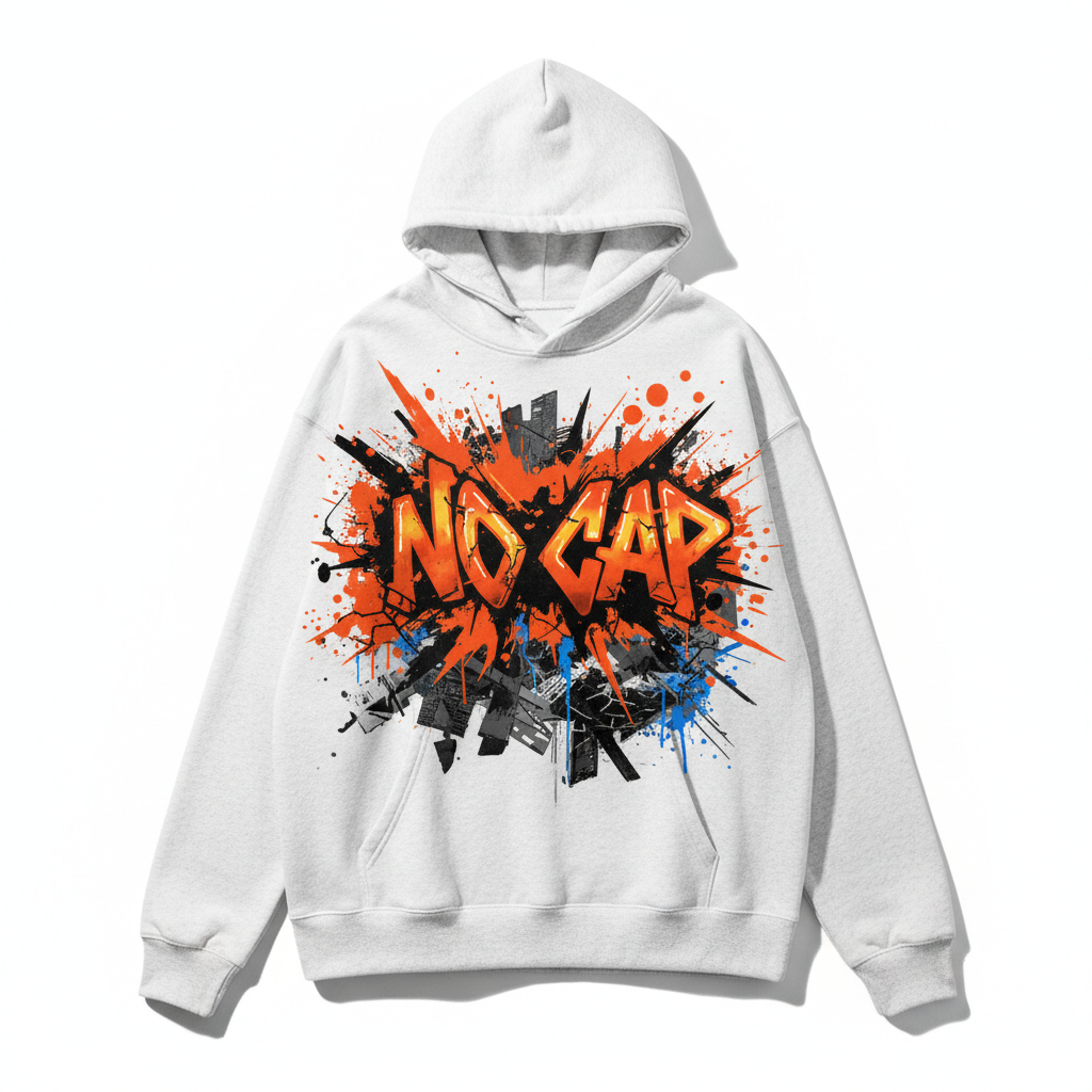 NO CAP Paint Splatter Hoodie - White